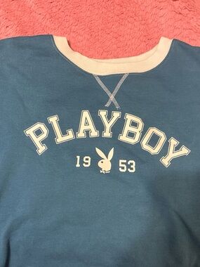 PLAYBOY Teal Sweatshirt with Cream Logo